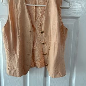 Linen Peach Vintage Vest with Gold Buttons